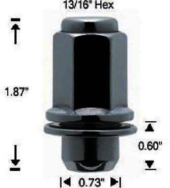 Image of 24 Black Mag Lug Nuts For 6 Lug Toyota Factory Alloy Wheels on Chevy Truck 14x1.5 Thread Size