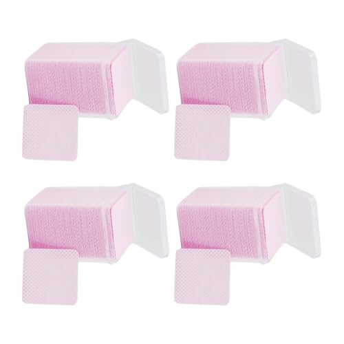 QUXVUIS Juego de 4 toallitas para uñas no tejidas sin pelusa, solución definitiva para limpieza de uñas, almohadillas quitaesmalte algodón absorbencia, rosa