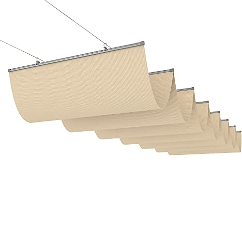 SHINPORT 3'Wx12'L Pergola Shade Cover Retractable Shade Awning Slide Flexible Canopy Hang Down U Shape Wave Shade Cover for Garden Patio Deck Porch, Beige