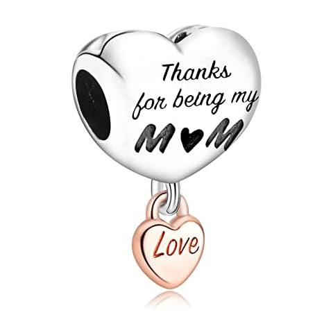 Annmors I Love Mom Heart Dangle Charms in 925 Sterling Silver with Cubic Zirconia for Bracelets Cover