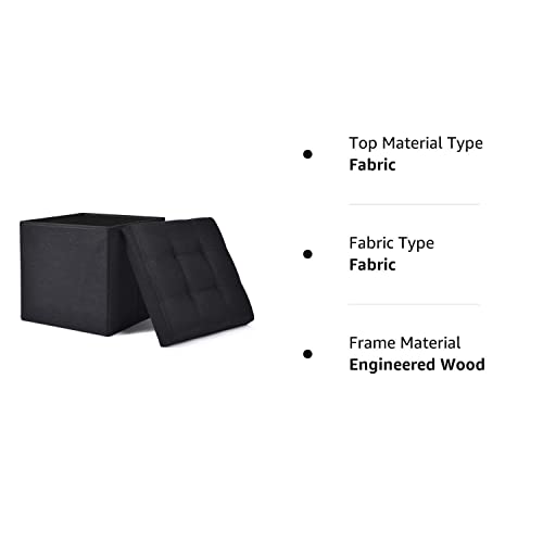 Assento de descanso de pé de cubo otomano dobrável WoneNice - 38 x 38 cm (preto linho)