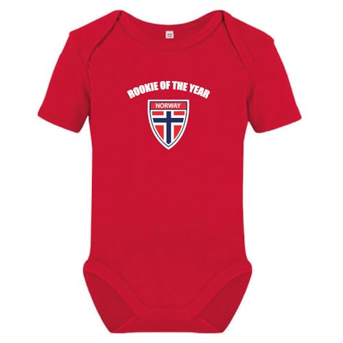 NW NATIONWEAR Body para bebé pelele recién nacido, Rookie of the Year Noruega diseño con bandera noruega, ropa de bebé manga corta suave, mono unisex, regalo baby shower