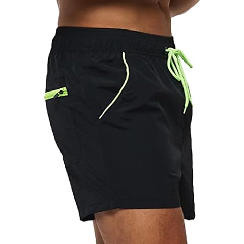 yuyangdpb Mens 5" Swim Trunks Quick Dry Swim Shorts with Zipper Pockets and Mesh Lining Beach Shorts, T5-black, 32 Cover