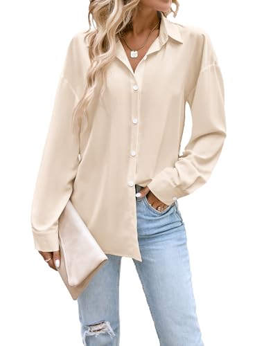 Button Down Shirts for Women Long Sleeve Collared Blouse Business