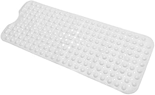 RELUX Extra-Long Premium White Non-Slip Bath Mat with Ultra-Strong Suction Cups  Anti-Mould Latex-Free 100x40cm Machine Washable Silicone Rubber for Family/Elderly/Children