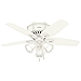 Hunter Fan 42 inch Low Profile Snow White Finish Indoor Ceiling Fan with LED Light Kit and Pull Chain (Renewed)