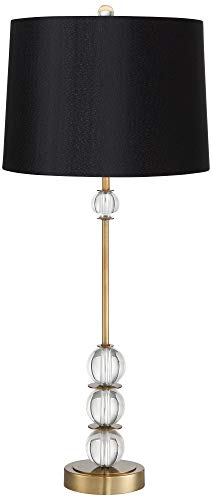 Vienna Full Spectrum Modern Art Deco Style Buffet Table Lamp 32 1/2" Tall Brass Gold Metal Crystal Ball Accents Black Hardback Drum Shade Decor For Living Room House Home Dining Family Entryway #TOP1