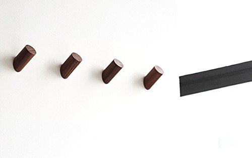 anaan One-Tenth Wooden Coat Hooks Wall Coat Rack Walnut Set of 4 S