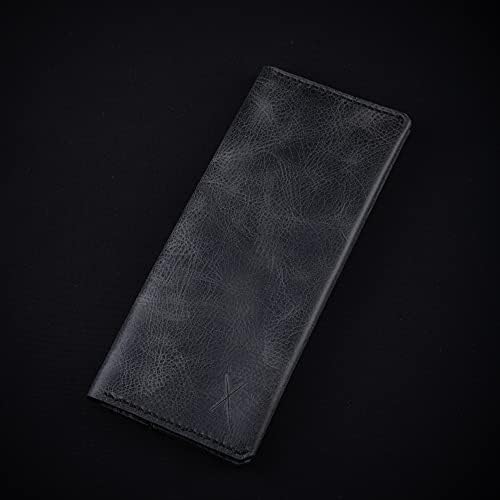 minimal X design Gerçek Deri Telefon Cüzdanı, iphone cüzdanı, samsung galaxy cüzdanı, xiaomi telefon kılıfı, hakiki deri telefon kılıfı, kartlık ve para bölmeli (Antrasit - Gri) - Görsel 3