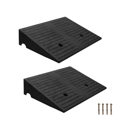 Curb Ramp 5 inch Rise Curb Ramps for Sidewalks Rubber 2 Pcs Driveway Ramps for Low Cars Curb Ramps for Driveway,Shed,Wheelchair 7000lbs Powersport Loading