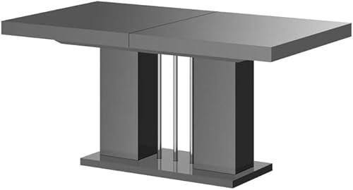 Miniatura 3 de Mimosa - Mesa de comedor extensible, moderna y brillante, para 6 a 10 personas, fabricada en Europa (gris) (VVRHU0073)