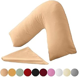 KANAK V Shaped Pillowcase Plain Polycotton Back & Neck Support V Pillow case cover - Orthopaedic/Pregnancy/Nursing Pillow Cover Only - Grey