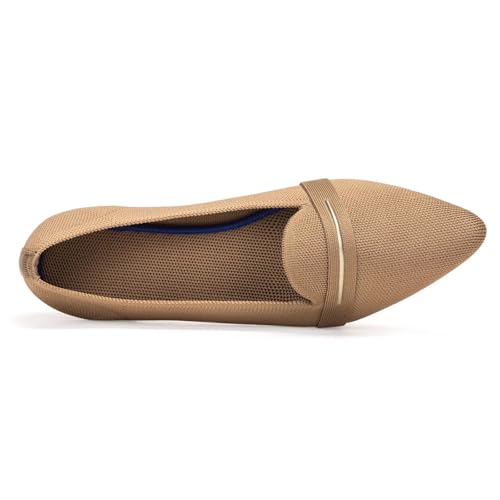 Image of Frank Mully Women's Casual Loafer Flats Slip On Loafer Shoes Comfortable Knit Flat Shoes Classics Pointy Toe Loafer Flats,for Work,Travel