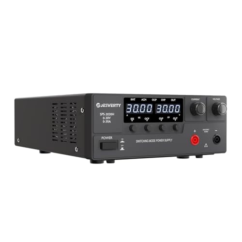 Jesverty DC Power Supply Variable, 0-30V 0-30A 900W Switching DC Regulated Bench Power Supply with Encoder Knob, Output On/Off Switch, 4-Digit LED Display, OVP & OCP, Aux Output Terminal - SPS-3030H