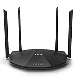Tenda AC19 WLAN Router DualBand Gigabit Router, （AC2100 2.4 GHz 300Mbps, 5GHz 1733Mbps, 4 Gigabit LAN Ports, USB 2.0, MU-MIMO, App Steuerung, Für Glasfaser, IPV6) Schwarz