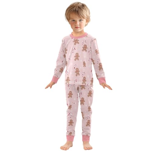 Gingerbread Men Candy Canes Cute Pajama Sets Long Sleeve Top and Pants, Snug Fit Sleepwear for Night Wears3