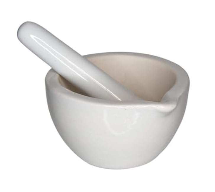 4-13022 Porcelain Mortar and Pestle, 80 mm D x 60 mL