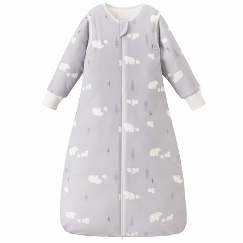 Image of 3.5 TOG Super Soft Winter Sleep Sack, 100% Cotton Thick Warm Baby Wearable Blanket for 0-6 Months, Bear, Size S