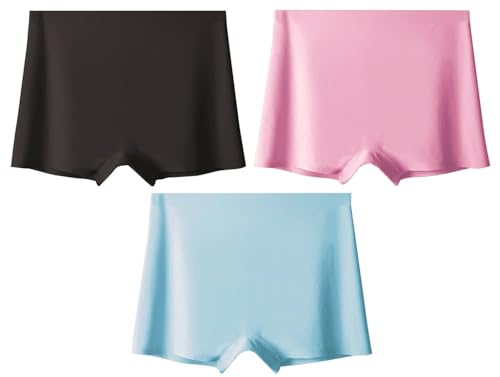 Image of LOURYN KOULYN Women's Ice Silk Seamless Boyshort Panty, (Pack of 3 Panty)