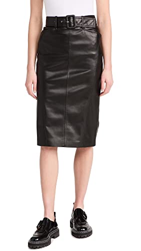 Theory Women's Belted Seam Faux Leather Skirt2