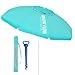 LOLAhome Sombrilla Playa 220 cm y Soporte Arena, protección UV+50, sombrilla antiviento, Varillas Flexibles Fibra Vidrio, Techo ventilación, mástil inclinable y Regulable Altura, Bolsa Transporte