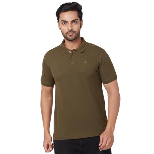 Image of Parx Men's Regular Fit Solid Pattern Polyester Blend Half Sleeve Polo Neck Casual T-Shirt