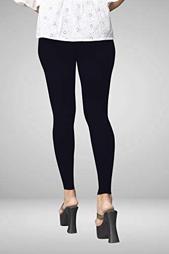 Image of Women's Cotton Skinny Leggings with Ankle Length Solid Pattern Mid Rise and Elastic Closure | Cotton Skinny Leggings for Womens