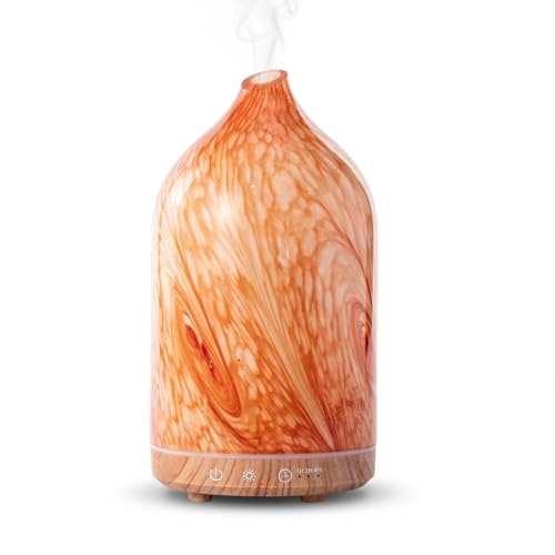 MULIN Diffusore di Oli Essenziali in Vetro, 100ML Diffusore Aromaterapia ad Ultrasuoni Ultra Silenzioso, 7 Colori LED, Senza BPA, Profumatore Ambiente per Relax e Benessere
