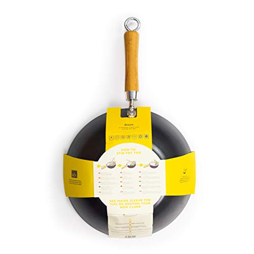 Wok Star 10.5 pulgadas acero carbono con mango bambú miniatura 2
