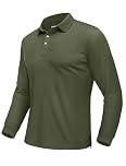 EKLENTSON Golf Polo Shirts for Mens Long Sleeve Sports Work Casual Collared Shirts Full Sleeve Breathable Tactical Military T Shirts Army Green,L