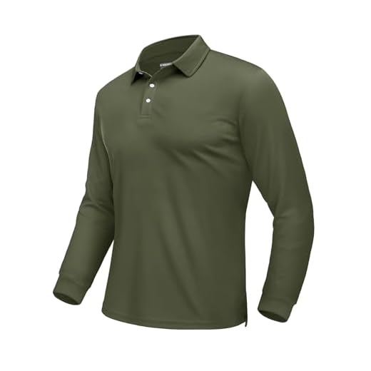 EKLENTSON Polos De Golf pour Hommes À Manches Longues Chemises De Sport À Col Décontracté T-Shirts Militaires Tactiques Respirants À Manches Longues Vert Armée L