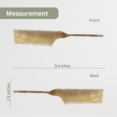 Peine natural de cuerno de buey anti-estático doble cara miniatura 2