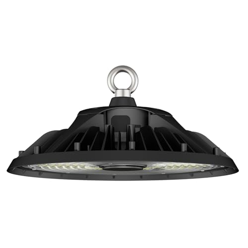 150W UFO LED High Bay Light 22500LM 0-10V Dimmable 6500K CRI＞80 Ultra Mini Lighting Daylight Waterproof IP65 150lm/w 360 pcs Beads Highbay Led Workshop Warehouse Lights 5 Year Warranty Lifespan 60000H