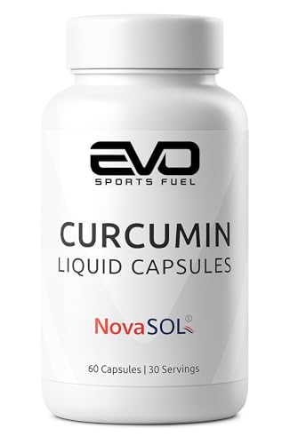 EVO SPORTS FUEL Kurkuma - 60 Kapseln - Hochdosiert - 1000 mg Curcumin pro Tagesportion - aus patentiertem NovaSOL - 185 x höhere Bioverfügbarkeit - 100% Vegan - geprüfte Qualität - Made in Germany