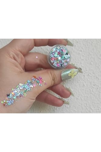 Kelebek ve kalp desenli glitter jel krem far, yüz ve vücut simi 645670075789