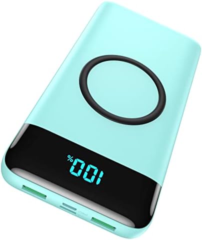 Wireless Portable Charger 30,800mAh,15W Wireless Charging USB C Power Bank,25W PD QC 4.0 Fast Charging 4 Outputs Travel Essentials Battery Pack Compatible with iPhone 17/16/15/14,Galaxy,Android-Green