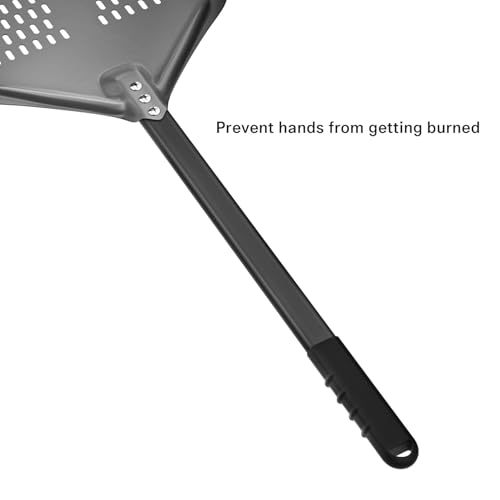 Image of G.a HOMEFAVOR 14 inch x 17 inch Perforated Pizza Peel 35 Inch overall, Rectangular Aluminum Pizza Turning Peel with Extended Silcone Handle For Baking Pizza Brick Oven