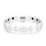 SunnyHouse Jewelry Women's White Tungsten Carbide Magnetic Bracelet in a Gift Box