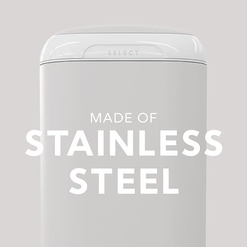 Diaper Genie Select Diaper Pail | Odor-Lock System with Push N Lock Clamp, Stainless Steel Body & Soft-Close Lid | Hands-Free Foot Pedal with Starter Refill (Grey)