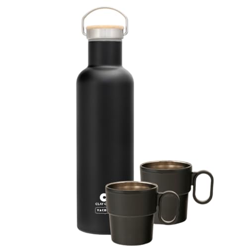 Image of Clay Craft Vacbott Hiker Combo Double Wall 18 Hours Hot & 24 Hours Cold Water Bottle Vacuum Insulated Flask Bottle 700ml, with Single Walled Victor Mug Set of 2 Steel Bottle|1Year Limited Warranty