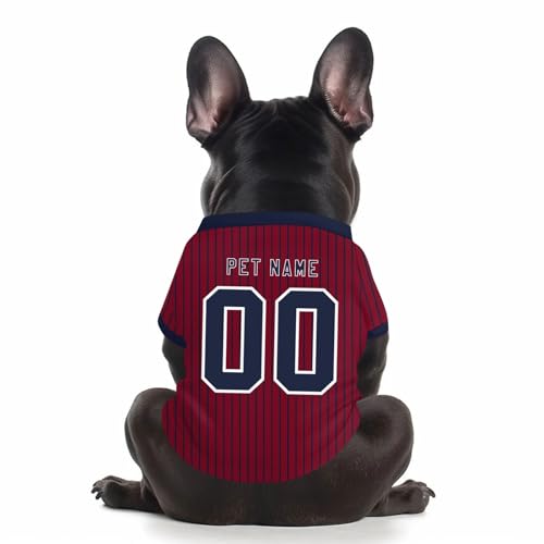 Personalisiert Hundekostüm Personalisiert Haustier Trikot mit Name Nummer und Logo Haustier T-Shirts Haustiere Trikot Haustier Weste T-Shirts für Kleine Mittlere Bis Große Hunde (B40 Wine,L)