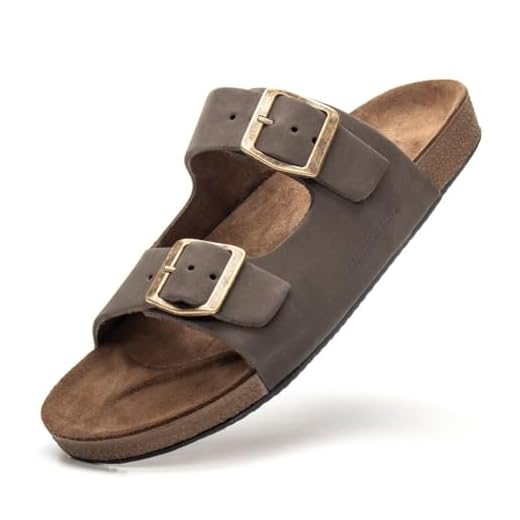 Sandália Masculina Macia Casual de Couro Legitimo Burly Heads Nobuck Cinza (Cinza, BR, Adulto, Numérico, 43)