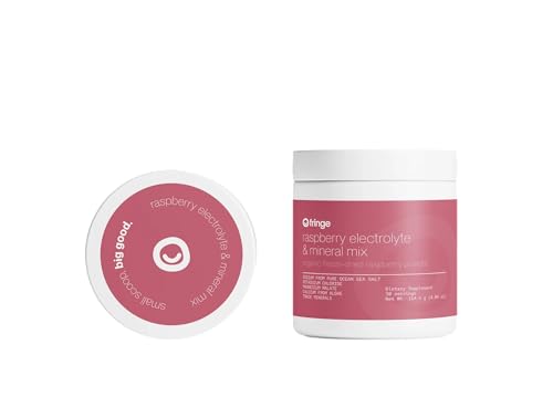 Image of Fringe Electrolyte & Mineral Mix with Freeze-Dried Raspberries for Natural Flavor, Ocean Sea Salt for Hydration, Potassium, Magnesium, Calcium & Trace Minerals, 30 Servings