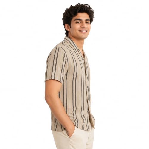 Image of Men's Jute Cotton Half Sleeve Shirt for Man |Lightweight & Breathable Casual Summer Wear | Crochet Shirt for Men, Shirts for Men Stylish, Mens Casual Shirts