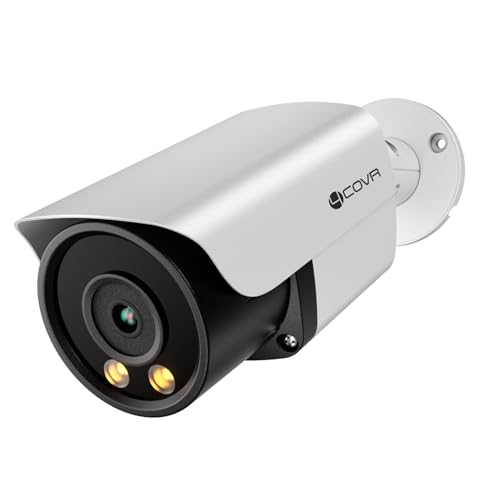 4COVR 6K PoE Bullet-Kamera Überwachung Aussen (12MP) – UltraHD IP Kamera mit Dual-Licht Vollfarb-Nachtsicht, KI Personen-/Fahrzeugerkennung, Zweiwege-Audio, microSD (256GB), DLY37YXAMA