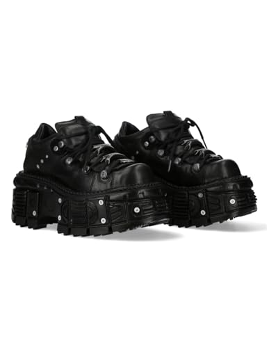 New Rock Buty Punk gotyckie Punk M-120NC-C4 Metallic Collection Unisex Czarny Skóra, Czarny (Black), 39 EU
