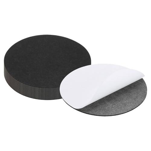 PATIKIL 12pcs Hoja Redonda de Fieltro, 254mm Adhesivo Base de Lámpara Almohadillas de Fieltro Suave Antideslizante Antiarañazo para Lámpara de Pie Mubles Silla DIY Manualidad, Negro