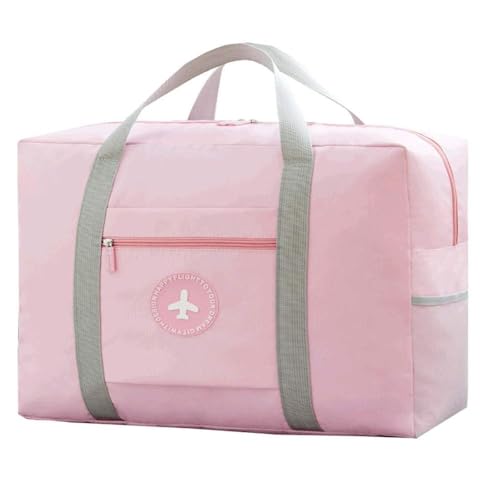 Image of CAVALO Be Unique Travel Duffle Bag for Luggage Spacious with Pockets Foldable Weekender Zipper Bag, Stylish Handbag Carry on Trolley Bag Waterproof Nylon Pink (44 x 18 x 35 cm)