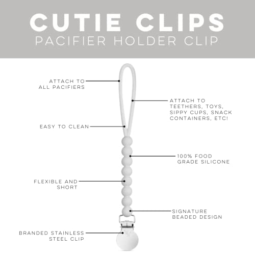 Image of Ryan & Rose Cutie Clip 2 Pack - Pacifier Clip Holder Silicone (Judy-White /Judy-Grey)