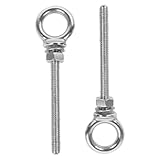 Kichvoe 2pcs Stainless Steel Long Eye Bolts M10x100 Heavy Duty Lifting Eyebolts with Smooth Surface for Industrial, Chemical, and Saltwater Applications